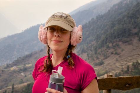 Christen's strategy of putting on her bunny ear muffs was a good one for feeling a comfort from home when utterly exhausted after a steep climb.